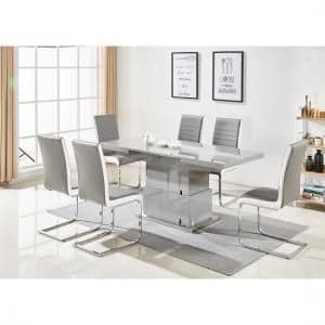 Elgin Convertible Grey Gloss Dining Table 6 Symphony Chairs - UK