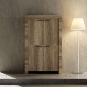 Ellie Wooden Storage Cabinet In Canyon Oak With 4 Doors - UK