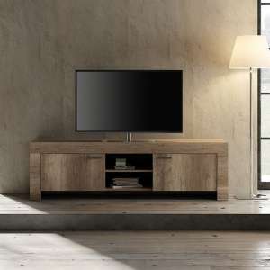Ellie Wooden TV Stand Wide In Canyon Oak With 2 Doors - UK