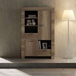 Ellie Wooden Display Cabinet In Canyon Oak With 2 Doors - UK