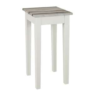Eloy Tall Wooden Side Table In White And Maritimo Pine - UK