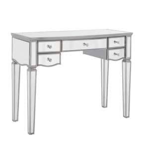 Elysee Glass Dressing Table In Mirrored With 5 Drawers - UK