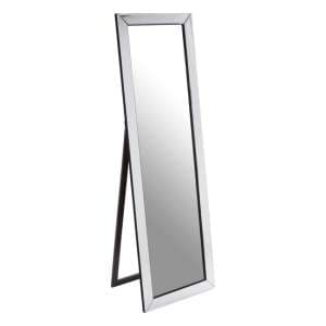 Emtin Rectangular Floor Standing Cheval Mirror In Silver Frame - UK