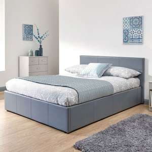 Eltham End Lift Ottoman Faux Leather Small Double Bed In Grey - UK