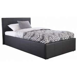 Eltham End Lift Ottoman Faux Leather Small Double Bed In Black - UK