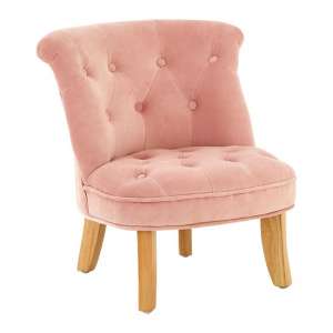 Ernest Kids Upholstered Velvet Chair In Pink - UK
