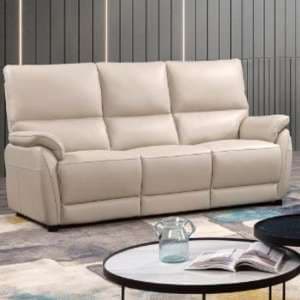 Essex Leather Electric Recliner 3 Seater Sofa In Chalk - UK