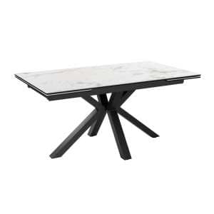 Etolin White Marble Effect Dining Table With Black Metal Base - UK