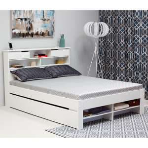Fabio Wooden Double Bed With 2 Drawers In White - UK
