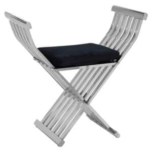Fafnir Cross Design Occasional Chair With Black Seat In Silver - UK