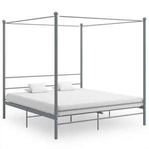 Fallon Metal Canopy Super King Size Bed In Grey - UK