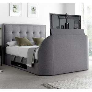 Felton Ottoman Marbella Fabric Double TV Bed In Grey - UK