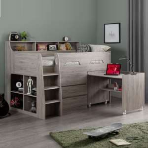 Jadiel Midsleeper Children Bed In Grey Oak With Storage And Desk - UK