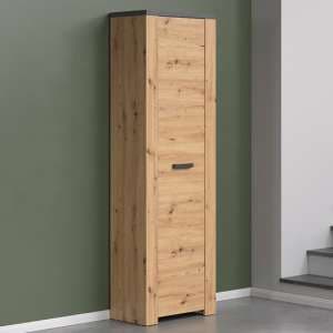 Fero Wooden Hallway Storage Cabinet In Artisan Oak And Matera - UK