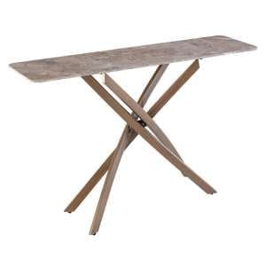 Ferris Marble Console Table in Brown With Brass Legs - UK