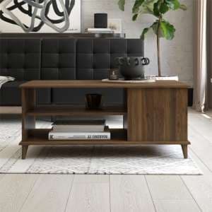 Ferris Wooden Coffee Table With Shelf In Walnut - UK