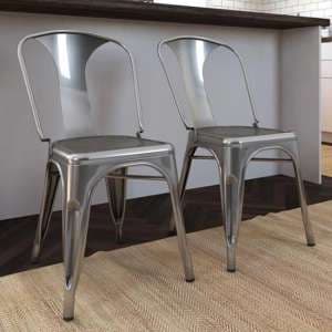 Finns Gunmetal Grey Metal Dining Chairs In Pair - UK
