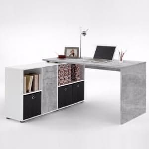 Flexi Modern Corner Computer Desk In Atelier And White - UK