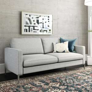 Flint Linen Fabric 2 Seater Sofa In Grey With Chrome Metal Legs - UK