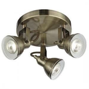 Focus 3 Light Ceiling Spot Light In Antique Brass - UK