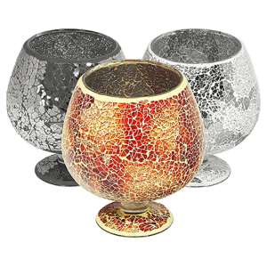 Foley Sparkling Small Mosaic Glass Hurricane Vase - UK