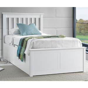 Francis Wooden Ottoman Storage Single Bed In White - UK