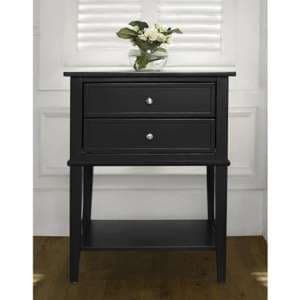 Franklyn Wooden Side Table With 2 Drawers In Black - UK