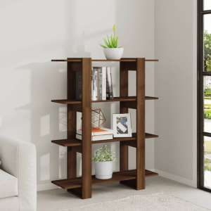 Frej Wooden Bookshelf And Room Divider In Brown Oak - UK