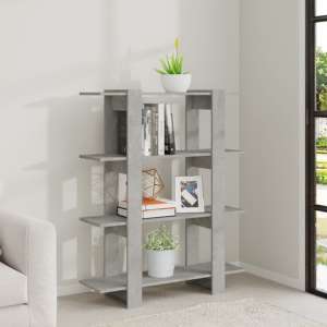 Frej Wooden Bookshelf And Room Divider In Concrete Effect - UK