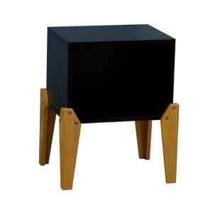 Fremont Contemporary Wooden Bedside Table In Black - UK