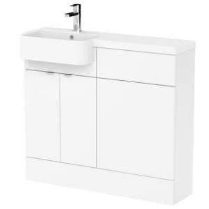 Fuji 100cm Left Handed Vanity With Round Basin In Gloss White - UK