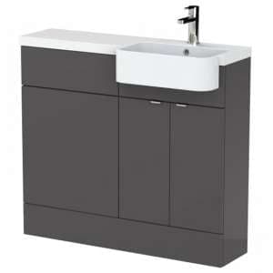 Fuji 100cm Right Handed Vanity With Round Basin In Gloss Grey - UK