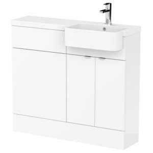 Fuji 100cm Right Handed Vanity With Round Basin In Gloss White - UK