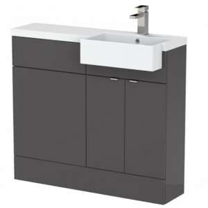 Fuji 100cm Right Handed Vanity With Square Basin In Gloss Grey - UK