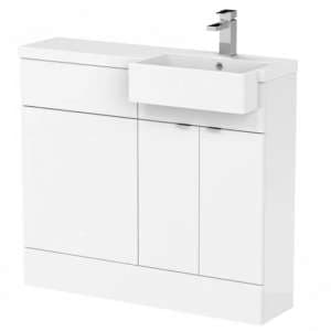 Fuji 100cm Right Handed Vanity With Square Basin In Gloss White - UK