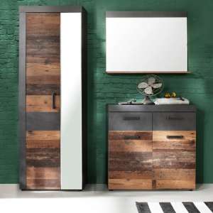 Saige Hallway Furniture Set 2 In Old Wood And Graphite Grey - UK