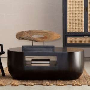 Gablet Oblong Design Wooden Coffee Table In Dark Brown - UK