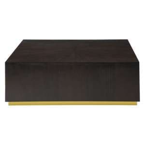 Gablet Square Wooden Coffee Table With Gold Base In Dark Brown - UK