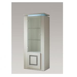 Garde Display Cabinet In White Gloss With Diamante And Light - UK