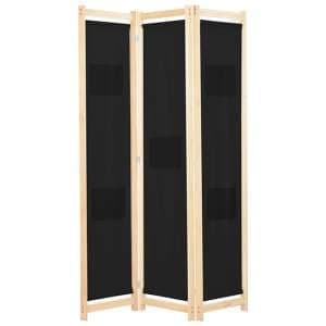 Gavyn Fabric 3 Panels 120cm x 170cm Room Divider In Black - UK