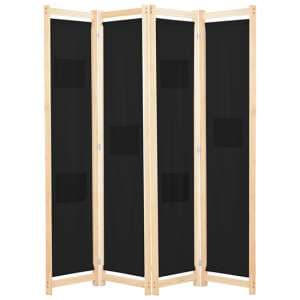 Gavyn Fabric 4 Panels 160cm x 170cm Room Divider In Black - UK