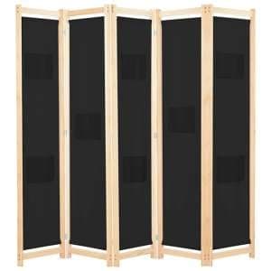 Gavyn Fabric 5 Panels 200cm x 170cm Room Divider In Black - UK