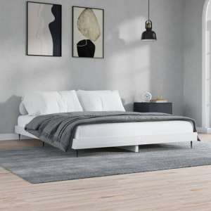 Gemma High Gloss Double Bed In White With Black Metal Legs - UK