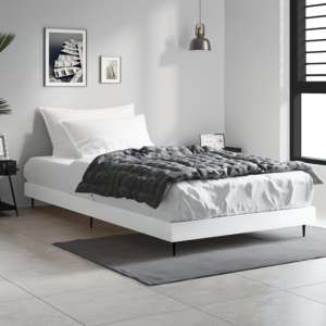 Gemma High Gloss Single Bed In White With Black Metal Legs - UK