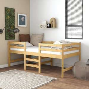 Gemma Solid Pine Wood Single Bunk Bed In Brown - UK