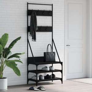 Gilford Wooden Clothes Rack With Shoe Storage In Black - UK