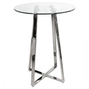 Poseur Round Clear Glass Bar Table With Chrome Base - UK