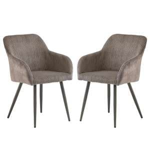 Glen Grey Corduroy Velvet Dining Chairs In Pair - UK