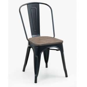 Gael Wooden Dining Chair In Mocha Elm With Metal Frame - UK