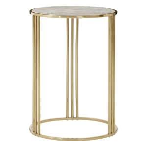 Guar Round White Marble Side Table With Gold Steel Frame - UK